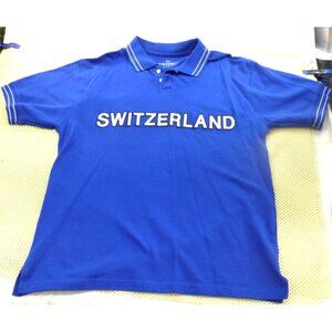 Cotfer Geneva Blue Switzerland Polo Shirt XL Mens Short Sleeve Cotton